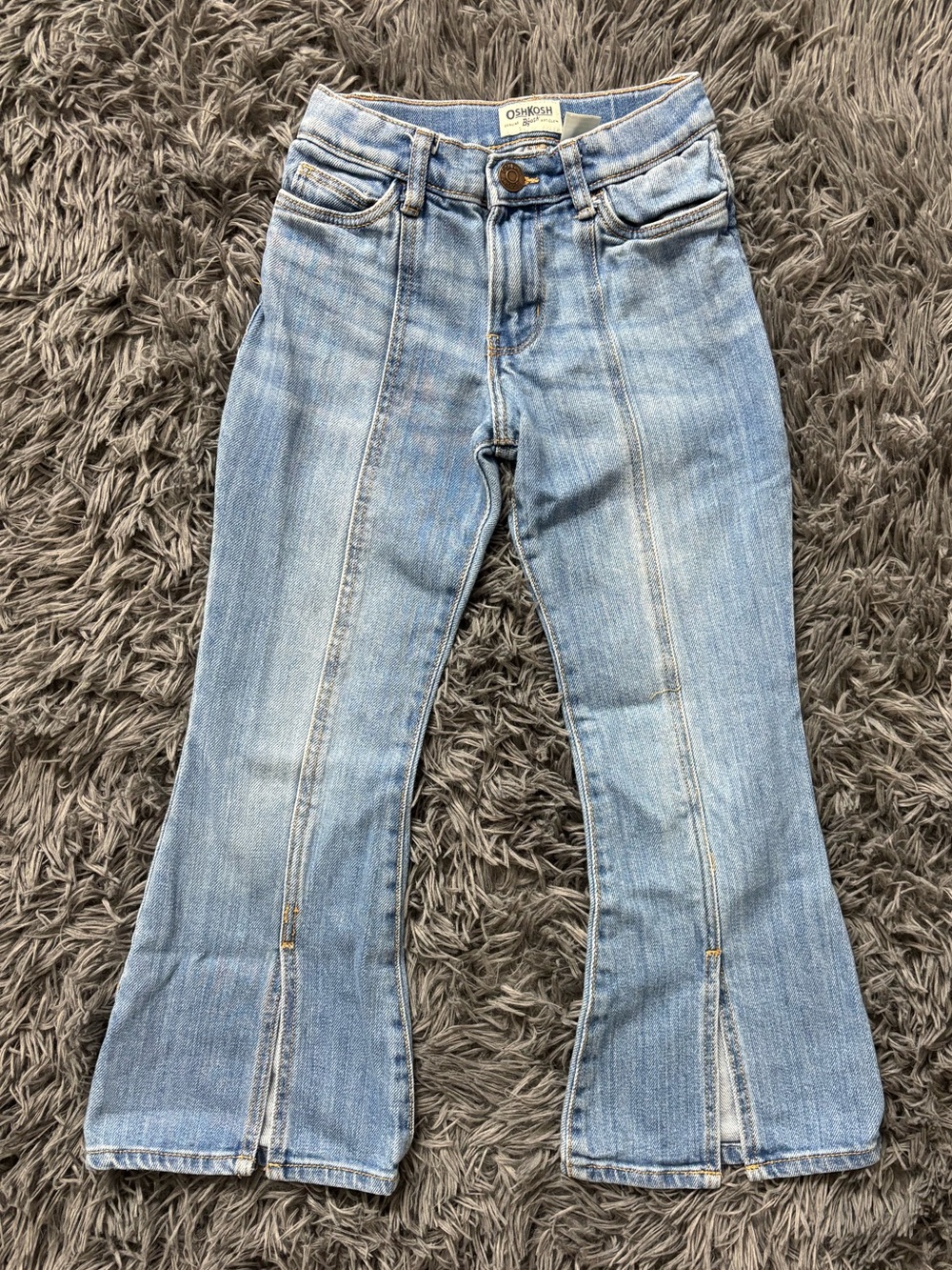 OshKosh B'gosh Light Blue Flare Jeans with Front Slits Y2K Western Girl Size 6